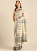 Cotton Off White Daily Wear Printed Saree